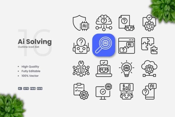 Ai Solving Icons – Clean Graphics for Modern Content Publishing
