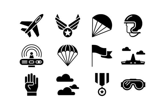 Air Force Aviation Icon Set EPS for Modern Web Design