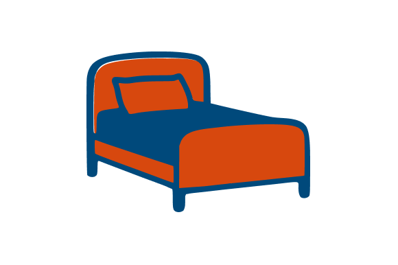Bed Furniture Line Art Cartoon Flat for Branding and Design