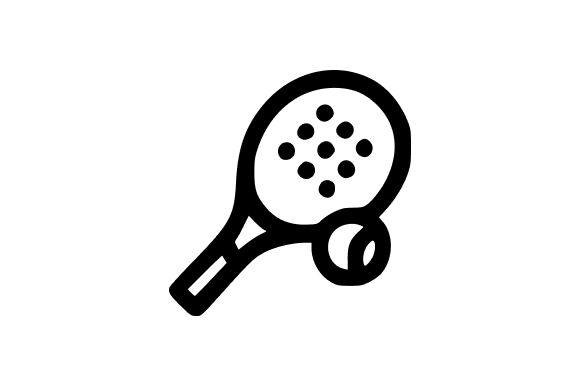 Black Outline Padel Racket and Ball Illustration for Graphics