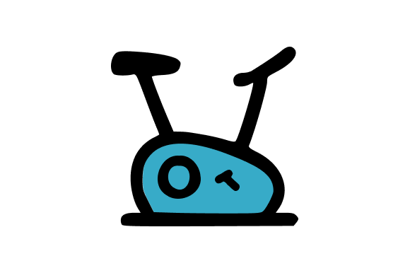 Blue Exercise Bike Training Clip Art Graphics