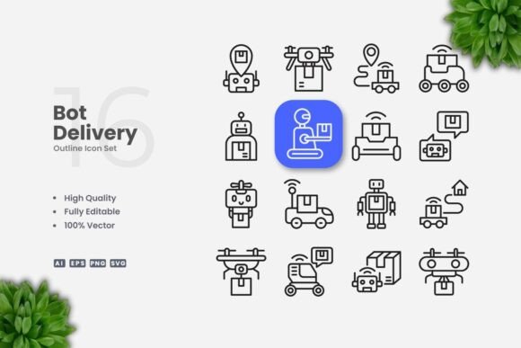 Bot Delivery Icons: A Modern Graphic Asset for Clean Web and Editorial Design