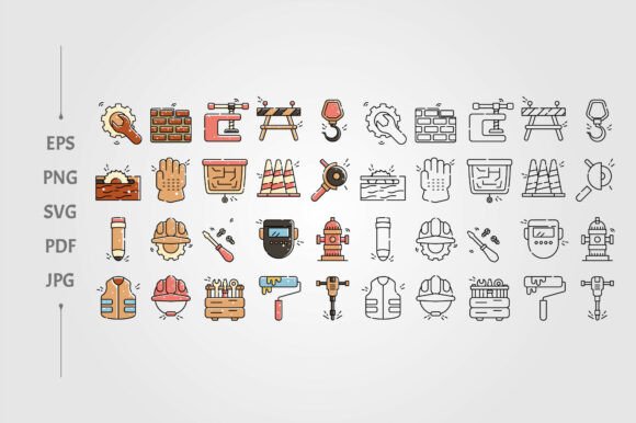 Construction Icons for Embroidery Projects