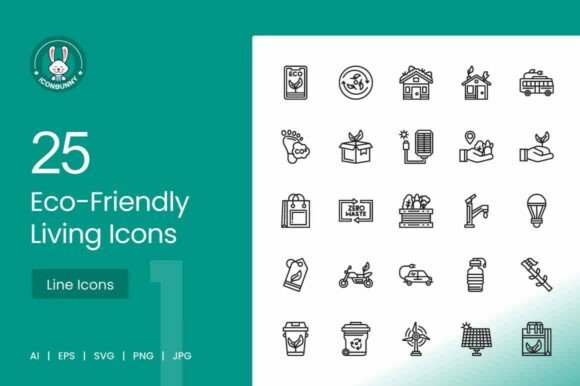 Eco-Friendly Living Line Icons for Digital Products
