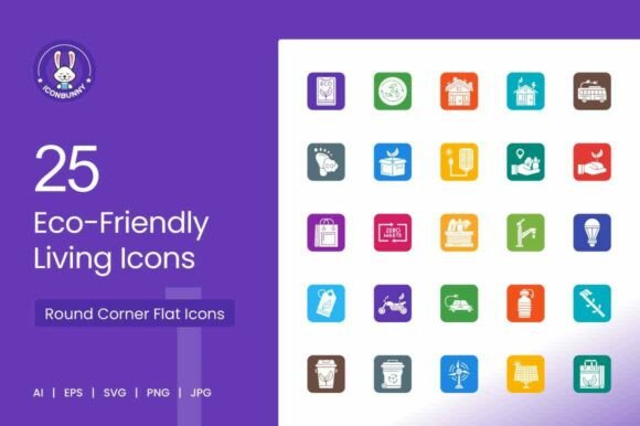 Eco-Friendly Living Round Corner Flat Icons