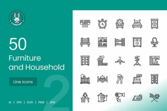 Furniture Household Line Icons Graphics