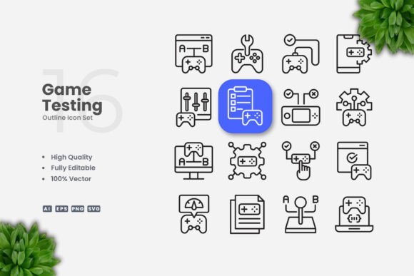 Game Testing Outline Icons - Clean Graphics for Handmade Creations