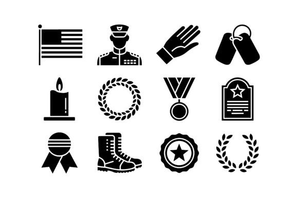 Military Veteran Icon Set EPS - Graphics for Handmade Creations
