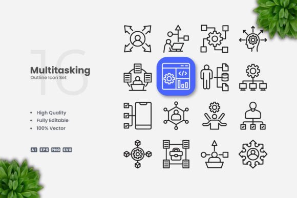 Multitasking Outline Icons Graphics