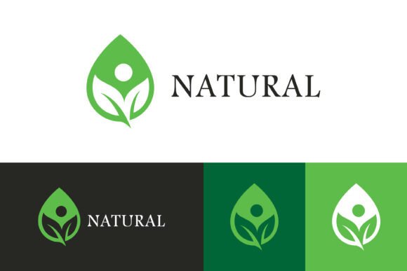 Natural Green Leaf and Water Drop Logo - Graphics for Logo Templates