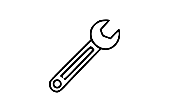 Open-end Wrench Line Art for Crafting and Design