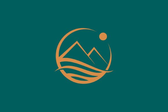 Pyramid or Mountain Logo Badge Landscape Graphics