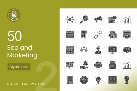 SEO Marketing Glyph Icons for Professional Graphics