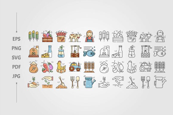 Set of Agriculture Displays Various Icon for Graphic Design