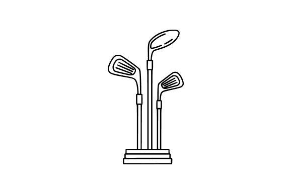 Sketch of Golf Clubs Line Art for Crafting and Design