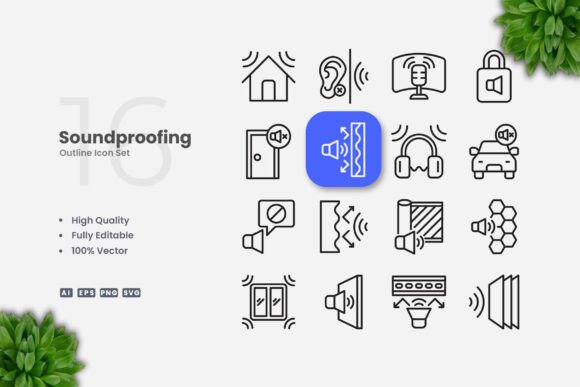 Soundproofing Outline Icons Review