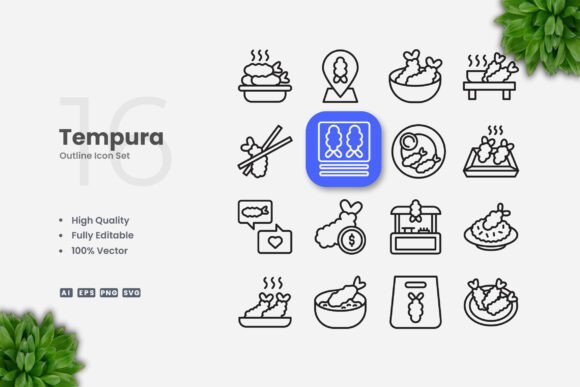 Tempura Outline Icons: Clean Graphics for Modern Branding