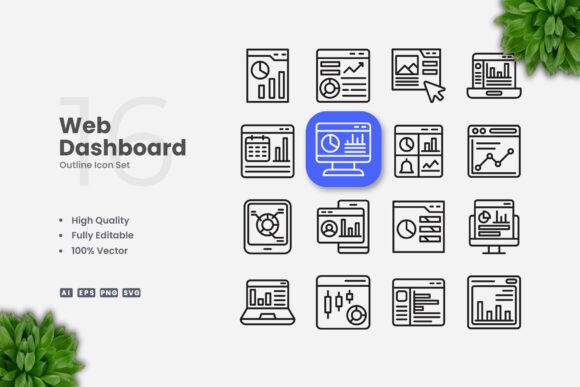 Web Dashboard Outline Icons Review for Embroidery Projects